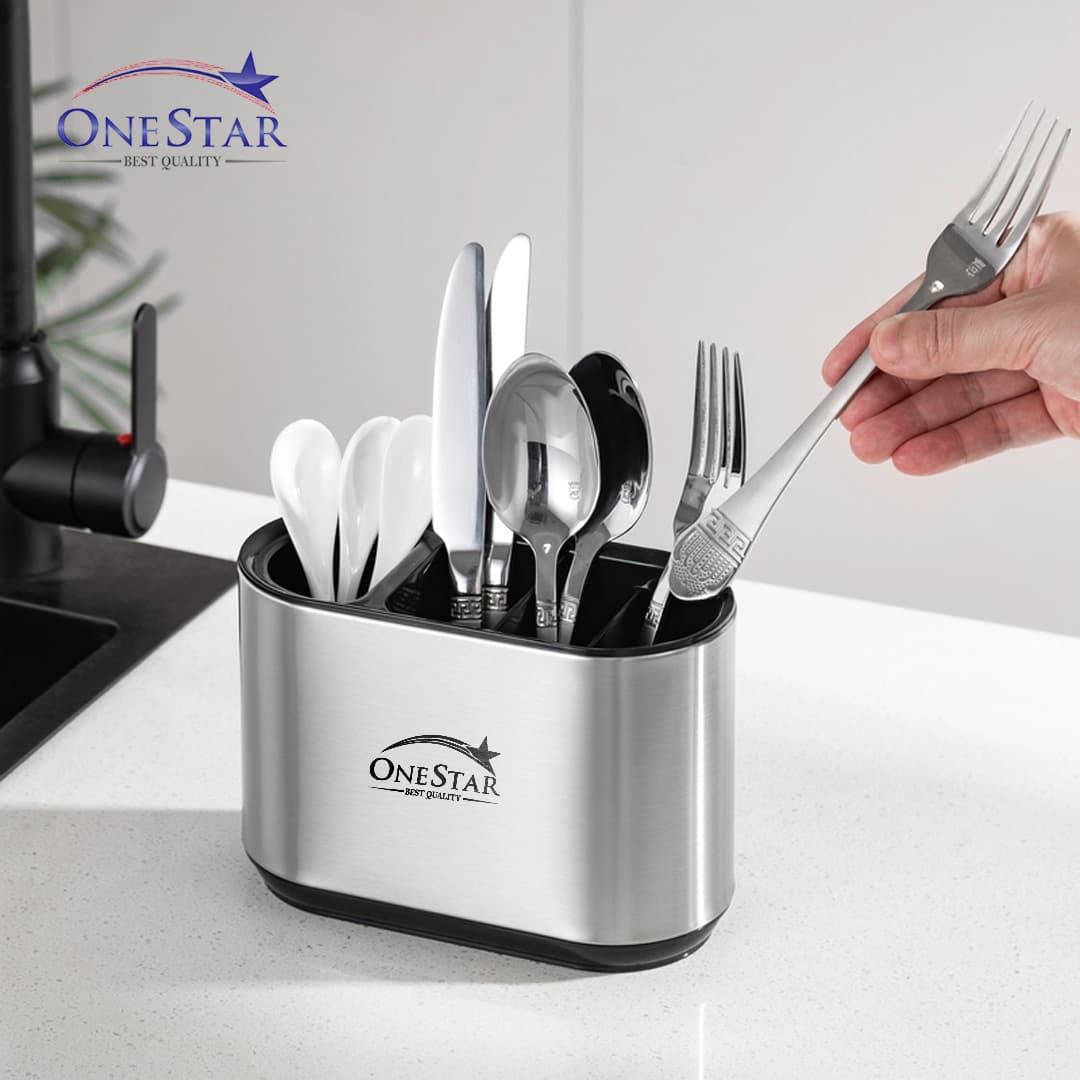 Cutlery Holder/Spoon Holder 109941 Stainless Steel (কাটলারি হোল্ডার / চামচ রাখার স্ট্যান্ড ১০৯৯৪১ (স্টেইনলেস স্টিল))