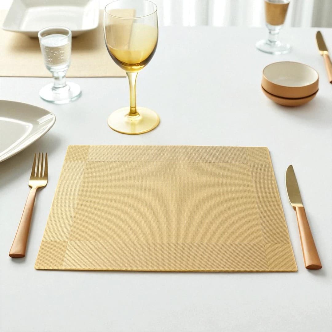 Light Gold Placemat/Table Mat 6pcs Set (লাইট গোল্ড প্লেসম্যাট/টেবিল ম্যাট ৬ পিস সেট)